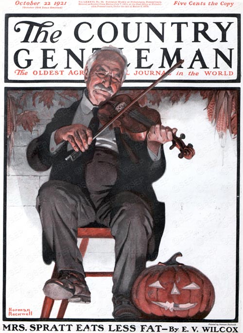 Halloween Fiddler, Norman Rockwell, Country Gentleman, October 22, 1921