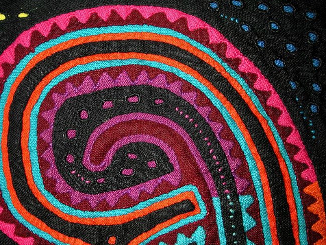 Close-Up of Mola - Photo Credit SV Moonrise, Molas Lesson, Art Curator for Kids, Art History for Kids