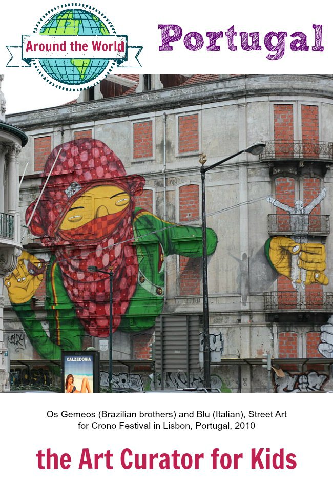 the Art Curator for Kids - Art Around the World - Portugal - Os Gemeos and Blu, Street Art in Lisbon, Portugal, 2010-Erdalito