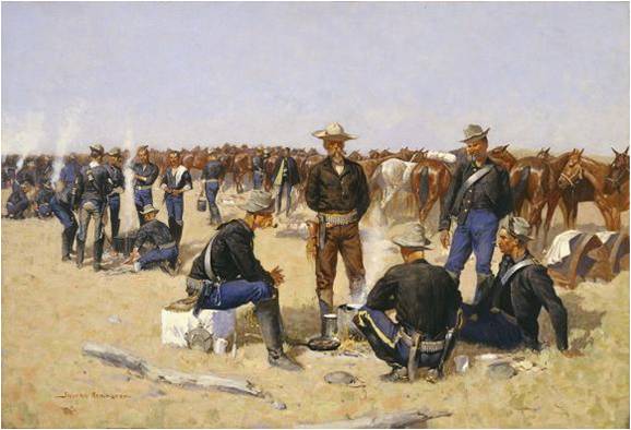 Frederic Remington, A Cavalryman's Breakfast on the Plains, ca. 1892, Amon Carter Museum, Frederic Remington Art Lessons