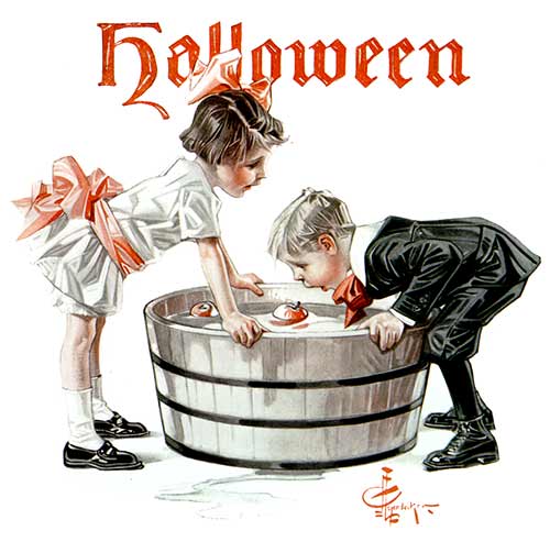 Halloween Art - Bobbing for Apples by J.C. Leyendecker November 1, 1913