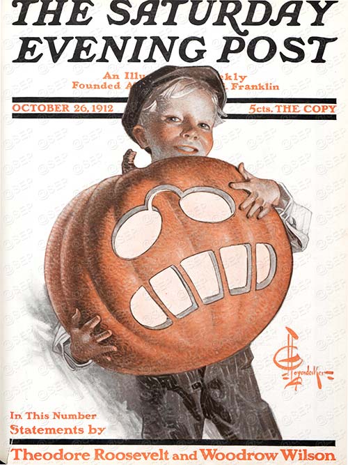 Halloween Art - Teddy the Pumpkin, J.C. Leyendecker, October 26, 1912