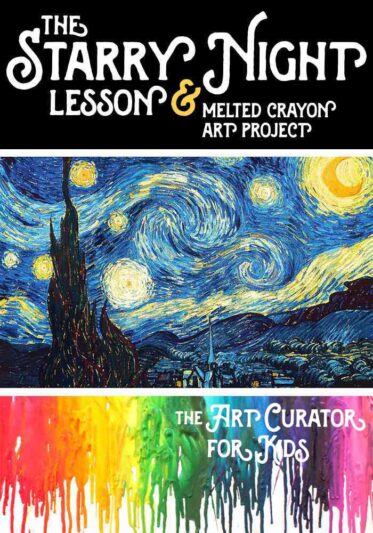 Starry Night Lesson and Melted Crayon Art Project