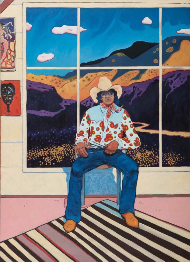 Native American Contemporary Artists T. C. Cannon (1946–1978, Caddo/Kiowa), Self-Portrait in the Studio, 1975